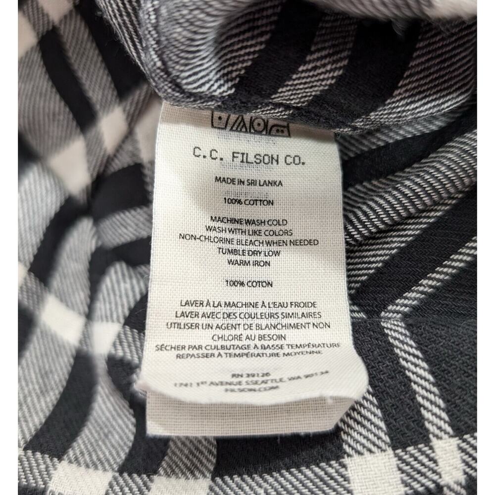 Filson Shirt Black Cream Plaid Cotton Scout Men's Size XS - Picture 5 of 7